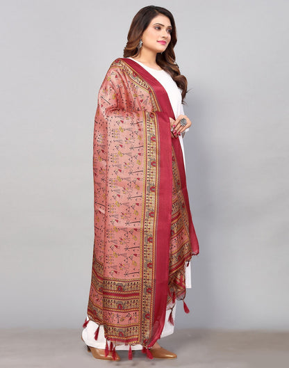 Dark Dusty Pink Khadi Silk Dupatta | Leemboodi