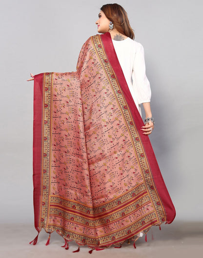 Dark Dusty Pink Khadi Silk Dupatta | Leemboodi