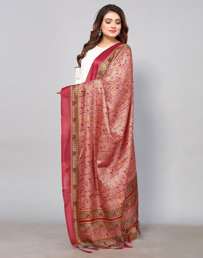Dark Dusty Pink Khadi Silk Dupatta | Leemboodi