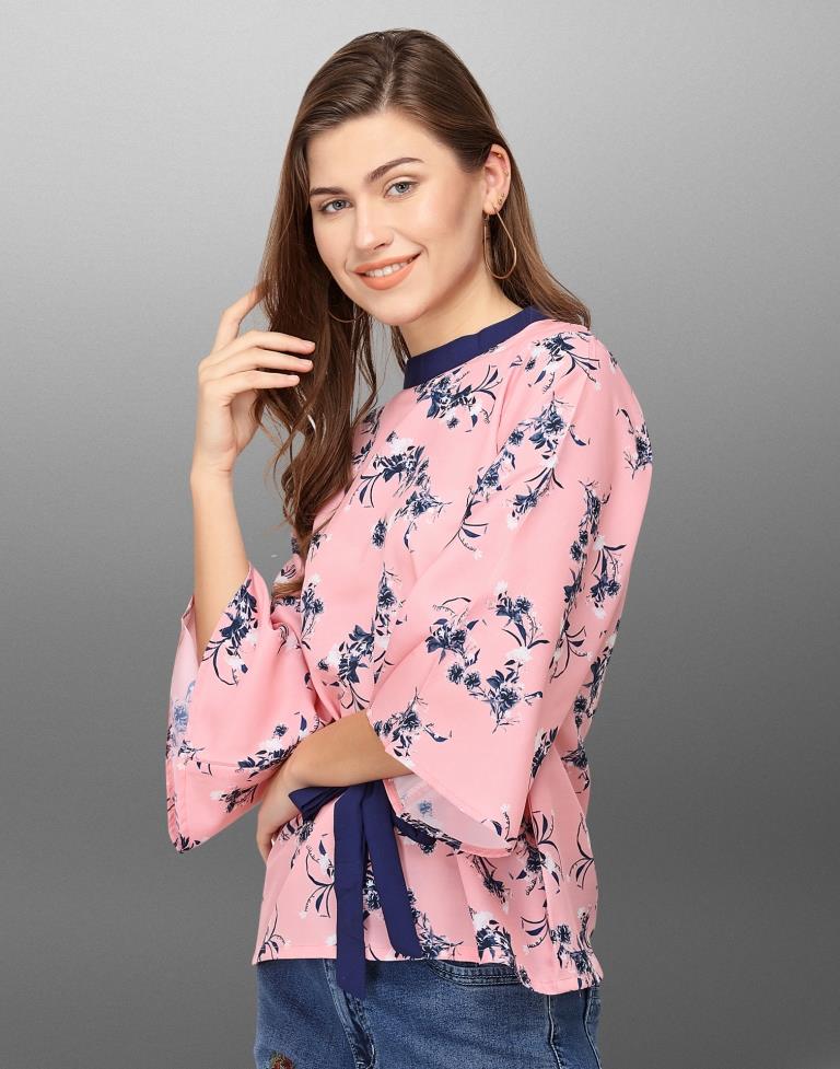 Marvelous Pink Coloured Digital Printed Crepe Tops | Leemboodi
