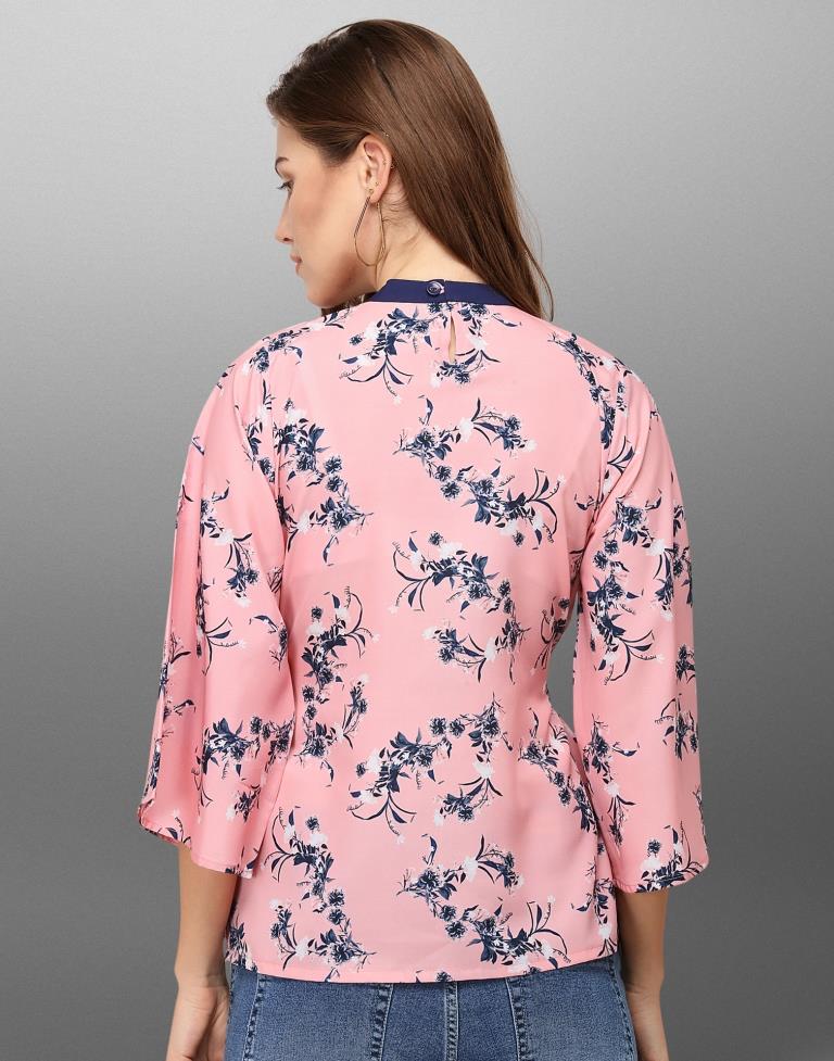 Marvelous Pink Coloured Digital Printed Crepe Tops | Leemboodi