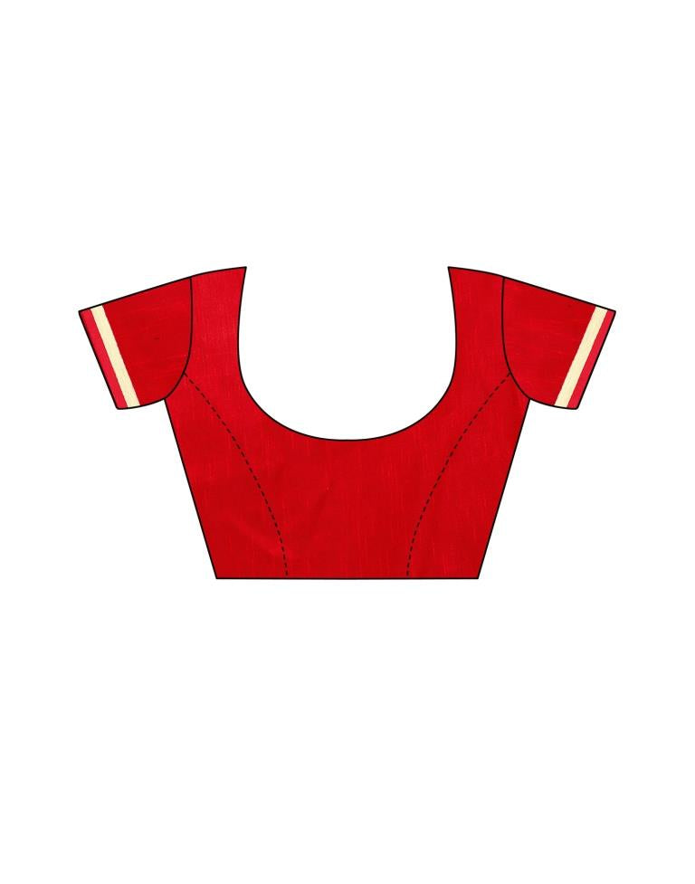 Red Coloured Printed Chiffon Saree | Sudathi