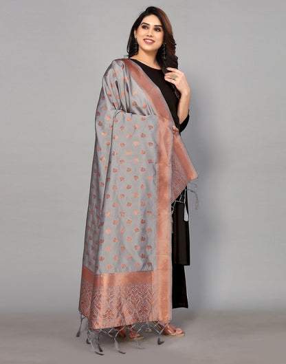 Grey Silk Dupatta | Leemboodi