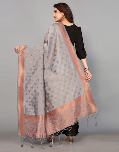 Grey Silk Dupatta | Leemboodi