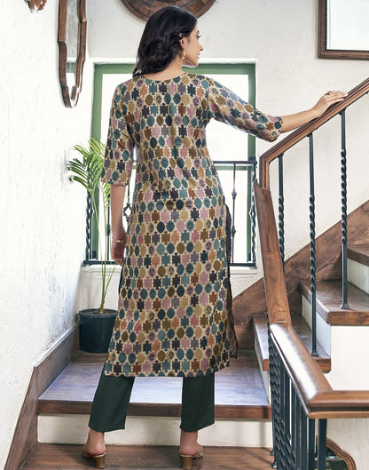 Multi Printed Rayon Straight Kurta Set With Dupatta