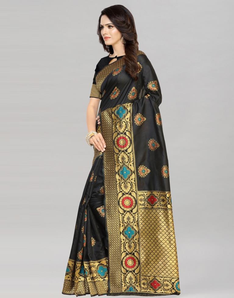 Black Banarasi Silk Saree