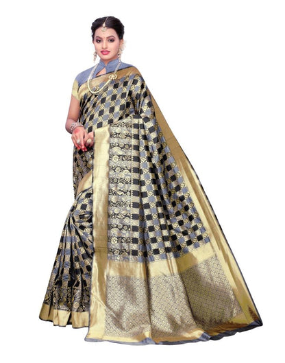 Grey Coloured Poly Silk Jacquard Partywear saree | Sudathi