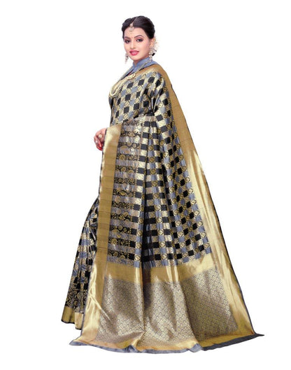 Grey Coloured Poly Silk Jacquard Partywear saree | Sudathi