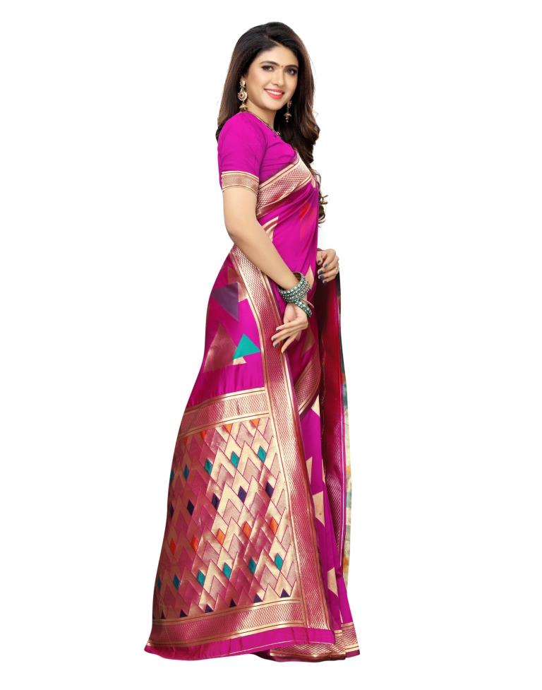 Pink Coloured Poly Silk Jacquard Partywear saree | Sudathi