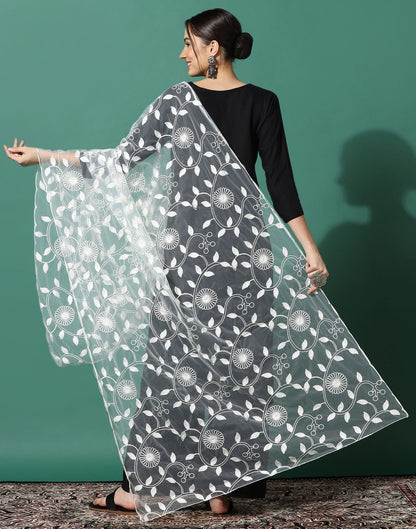 Off White Net Dupatta | Leemboodi