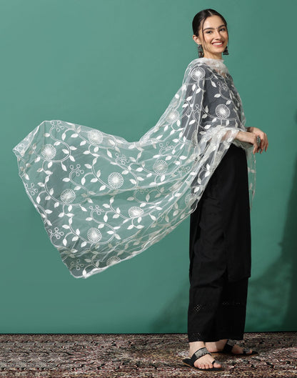 Off White Net Dupatta | Leemboodi