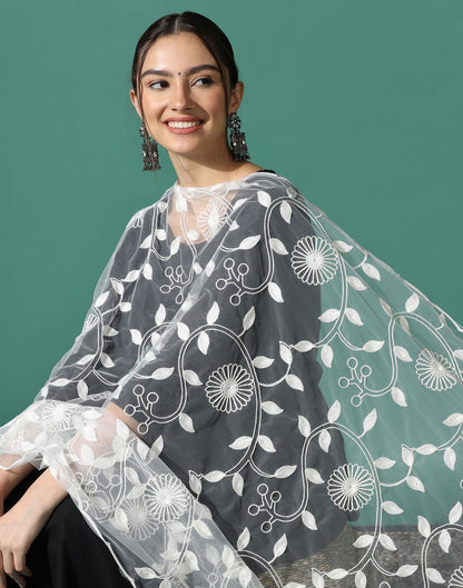 Off White Net Dupatta | Leemboodi