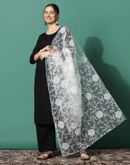 Off White Net Dupatta | Leemboodi