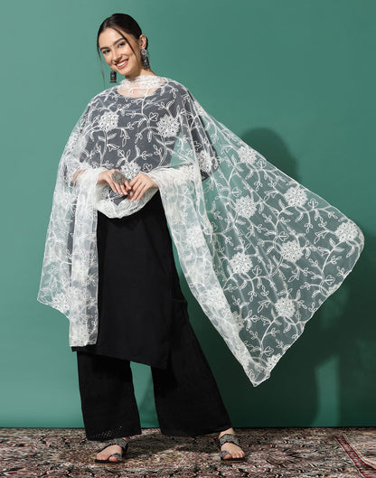 Off White Net Dupatta | Leemboodi