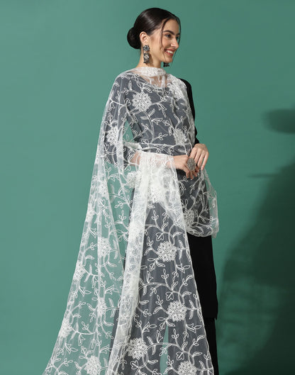Off White Net Dupatta | Leemboodi