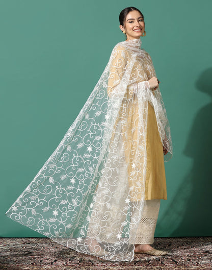 Off White Net Dupatta | Leemboodi