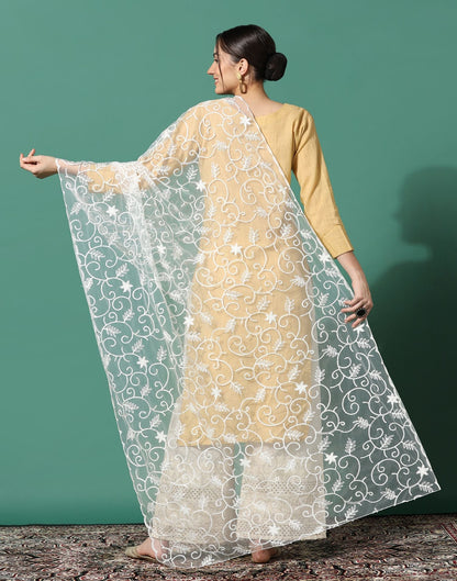 Off White Net Dupatta | Leemboodi