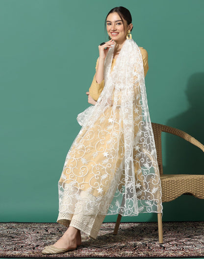 Off White Net Dupatta | Leemboodi