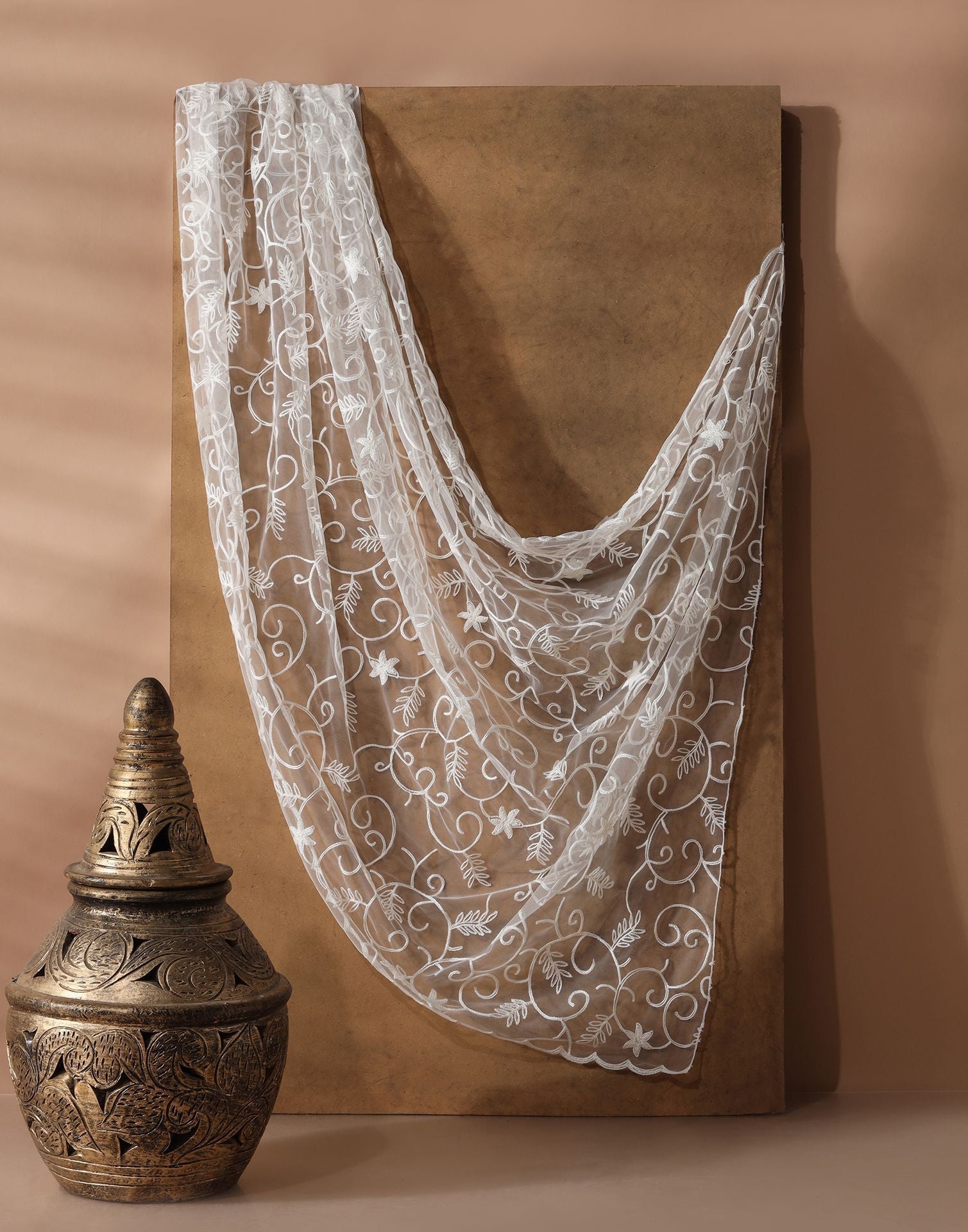 Off White Net Dupatta | Leemboodi
