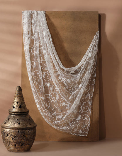 Off White Net Dupatta | Leemboodi
