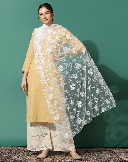 Off White Net Dupatta | Leemboodi