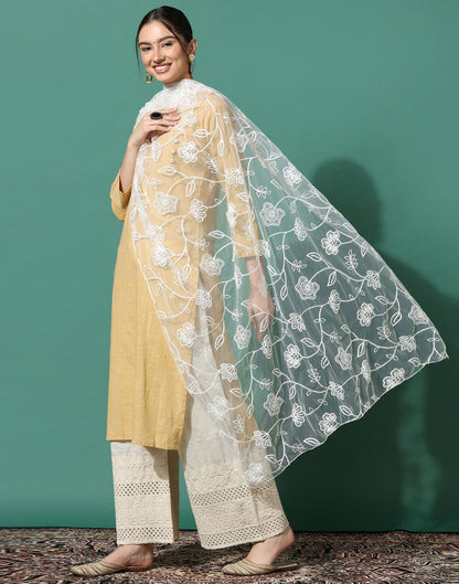 Off White Net Dupatta | Leemboodi