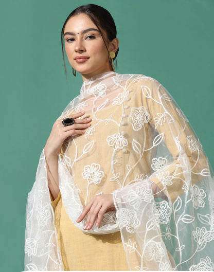 Off White Net Dupatta | Leemboodi