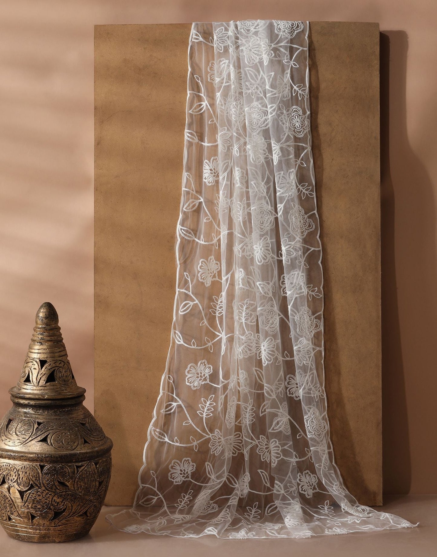 Off White Net Dupatta | Leemboodi