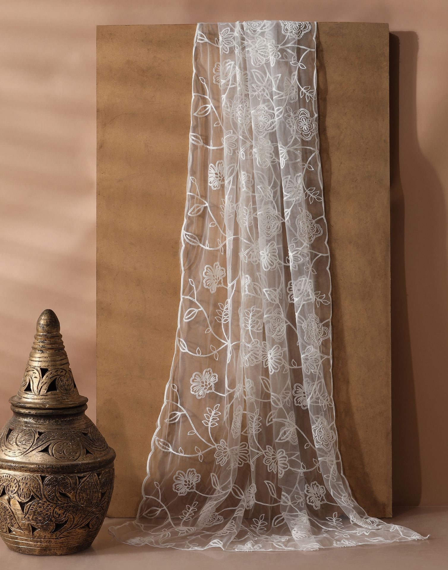 Off White Net Dupatta | Leemboodi