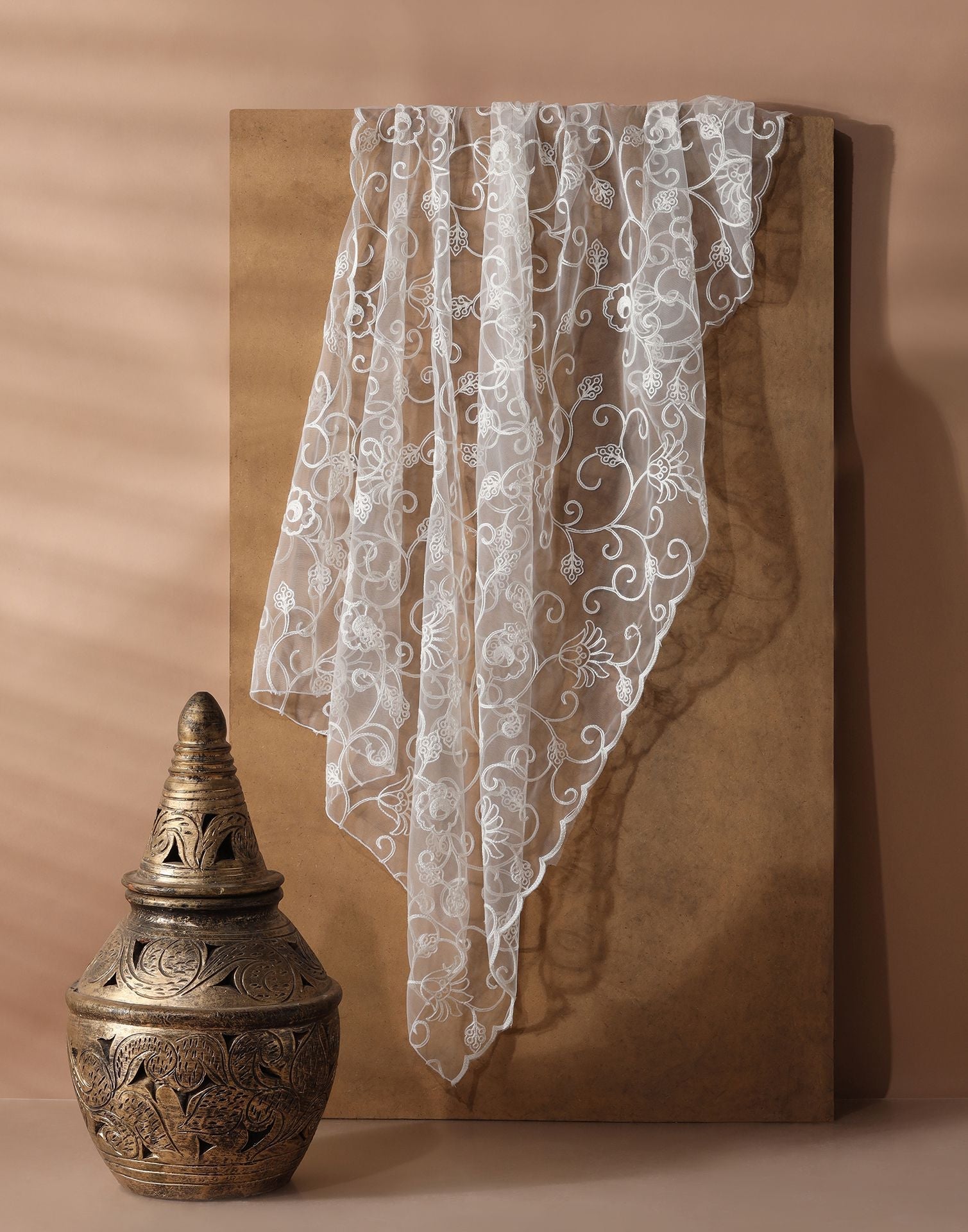 Off White Net Dupatta | Leemboodi