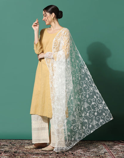 Off White Net Dupatta | Leemboodi