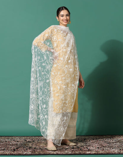 Off White Net Dupatta | Leemboodi