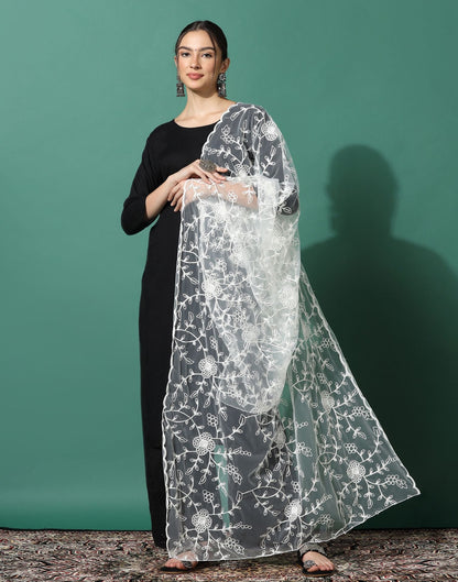 Off White Net Dupatta | Leemboodi