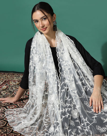 Off White Net Dupatta | Leemboodi