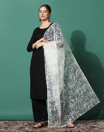 Off White Net Dupatta | Leemboodi