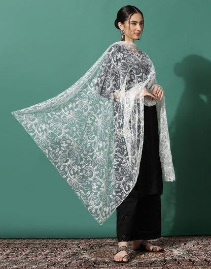 Off White Net Dupatta | Leemboodi