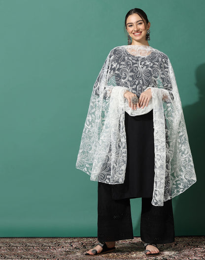 Off White Net Dupatta | Leemboodi