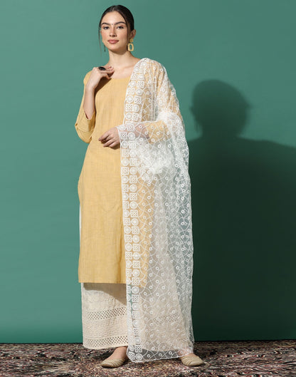 Off White Net Dupatta | Leemboodi