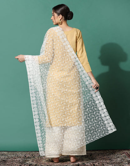 Off White Net Dupatta | Leemboodi