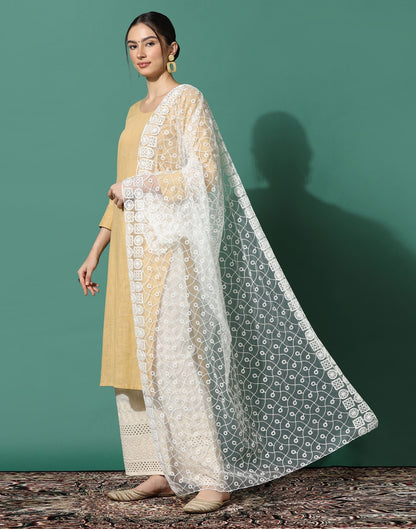 Off White Net Dupatta | Leemboodi