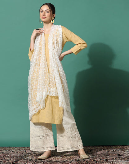 Off White Net Dupatta | Leemboodi