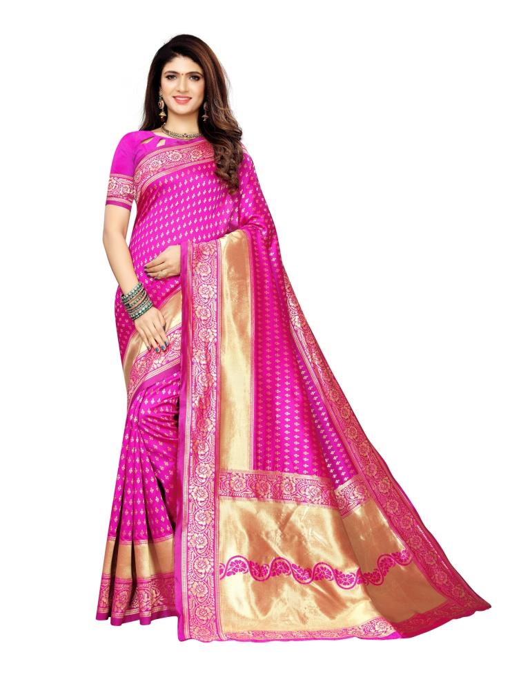 Pink Banarasi Silk Saree