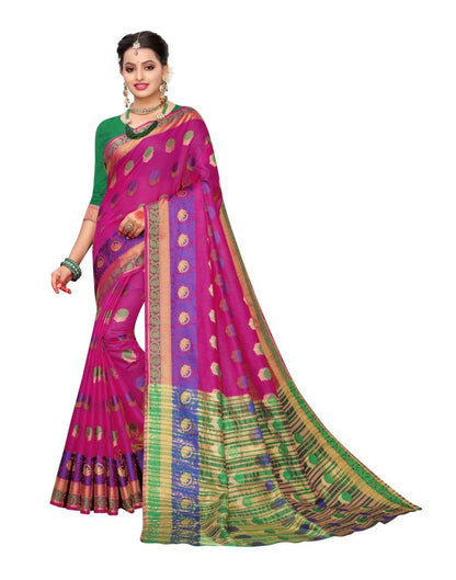 Pink Coloured Cotton Silk Jacquard Partywear saree | Sudathi
