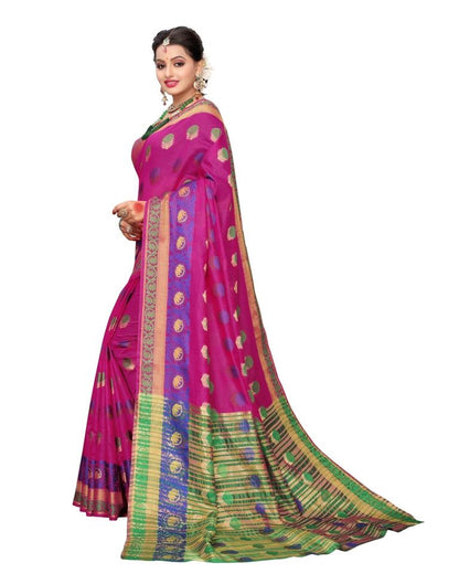 Pink Coloured Cotton Silk Jacquard Partywear saree | Sudathi