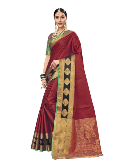 Maroon Coloured Kora Tissue Banarasi Jacquard Partywear saree | Leemboodi