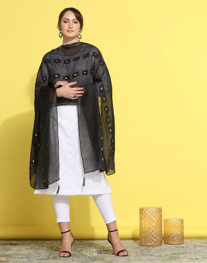 Black Cotton Dupatta | Leemboodi