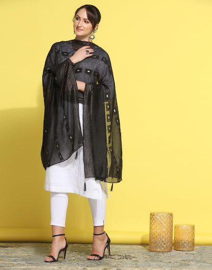 Black Cotton Dupatta | Leemboodi