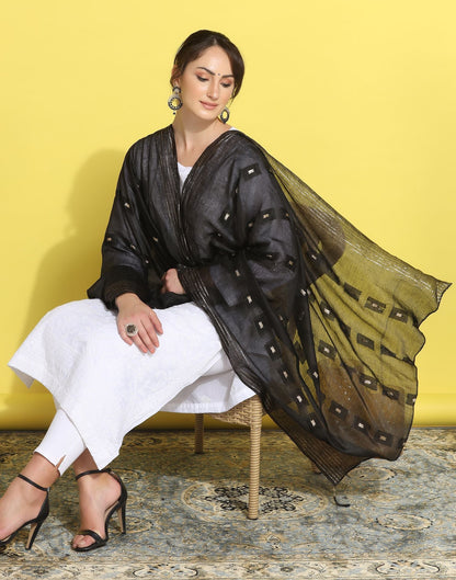 Black Cotton Dupatta | Leemboodi