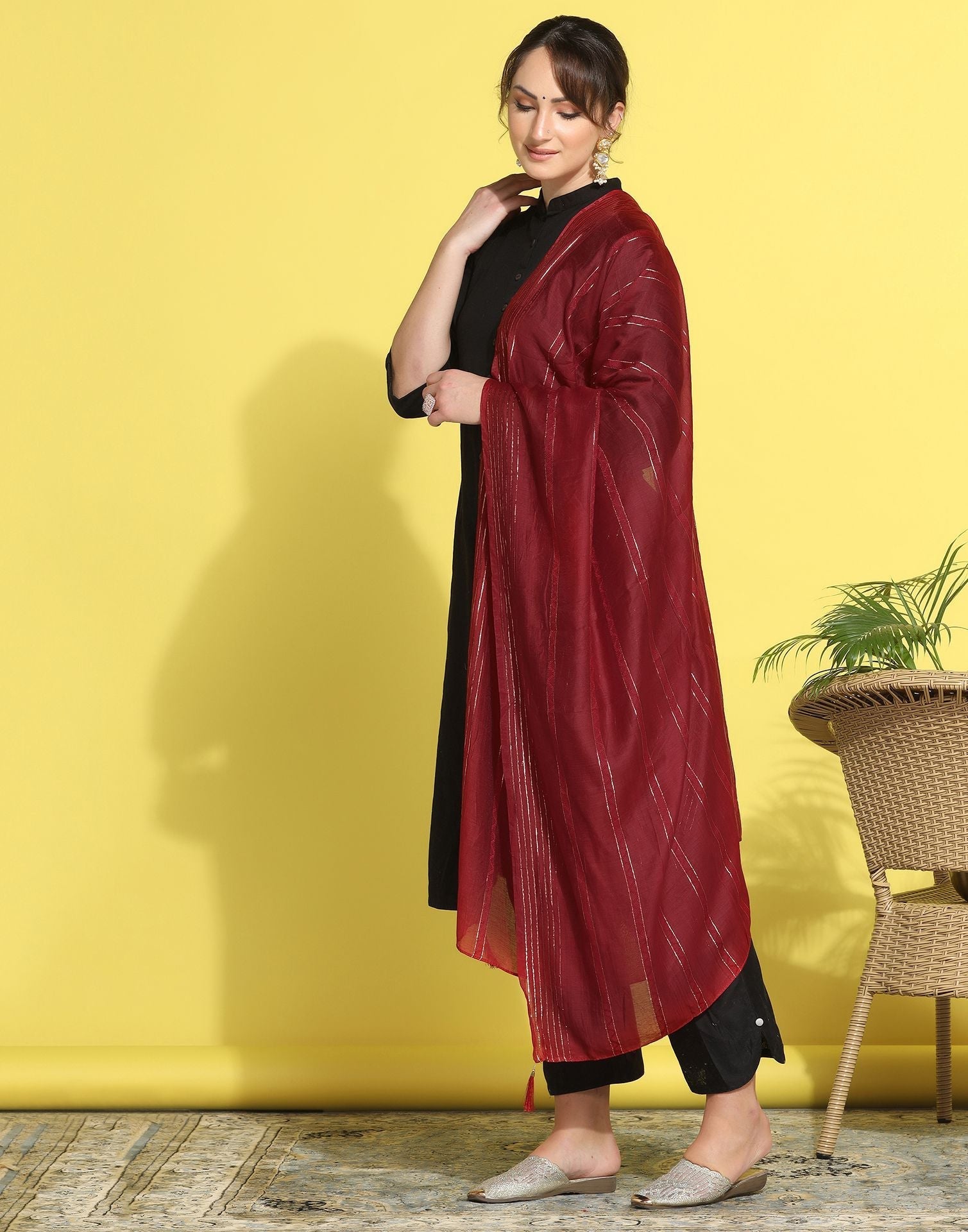 Maroon Cotton Dupatta | Leemboodi