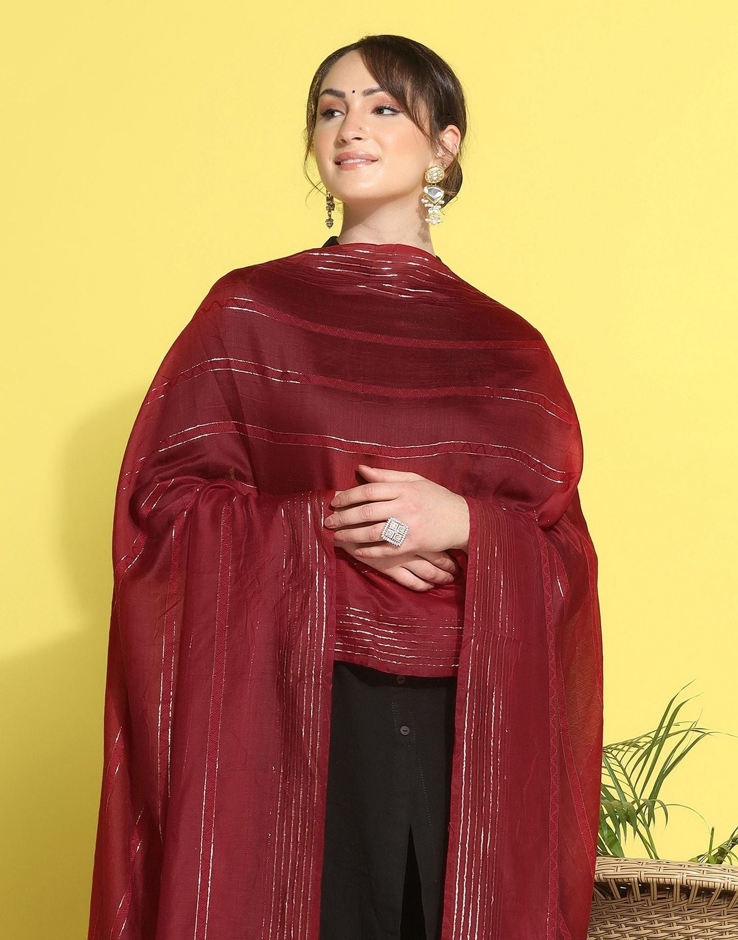 Maroon Cotton Dupatta | Leemboodi
